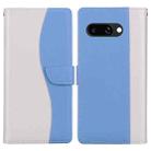 For Google Pixel 9a Embossed Two-Color Leather Phone Case(White Blue) - 1