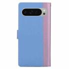 For Google Pixel 9 Pro Embossed Two-Color Leather Phone Case(Pink Blue) - 3