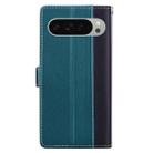 For Google Pixel 9 Pro Embossed Two-Color Leather Phone Case(Black Green) - 3