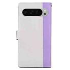 For Google Pixel 9 Pro Embossed Two-Color Leather Phone Case(Purple White) - 3