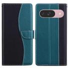 For Google Pixel 9 Embossed Two-Color Leather Phone Case(Black Green) - 1