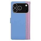 For iPhone 17 Pro Embossed Two-Color Leather Phone Case(Pink Blue) - 3