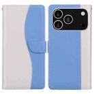 For iPhone 17 Pro Embossed Two-Color Leather Phone Case(White Blue) - 1