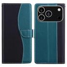 For iPhone 17 Pro Embossed Two-Color Leather Phone Case(Black Green) - 1