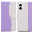 For iPhone 17 Embossed Two-Color Leather Phone Case(Purple White) - 1
