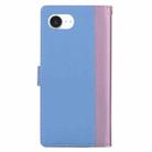 For iPhone 16e Embossed Two-Color Leather Phone Case(Pink Blue) - 3