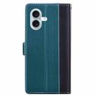 For iPhone 16 Embossed Two-Color Leather Phone Case(Black Green) - 3