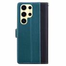 For Samsung Galaxy S25 Ultra 5G Embossed Two-Color Leather Phone Case(Black Green) - 3
