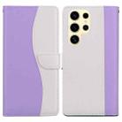 For Samsung Galaxy S25 Ultra 5G Embossed Two-Color Leather Phone Case(Purple White) - 1