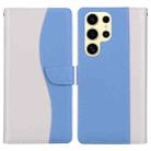 For Samsung Galaxy S22 Ultra 5G Embossed Two-Color Leather Phone Case(White Blue) - 1