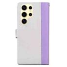 For Samsung Galaxy S22 Ultra 5G Embossed Two-Color Leather Phone Case(Purple White) - 3