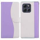 For Motorola Moto G56 5G Embossed Two-Color Leather Phone Case(Purple White) - 1