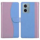 For Motorola Moto E15 Embossed Two-Color Leather Phone Case(Pink Blue) - 1