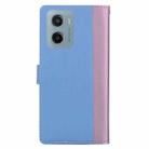 For Motorola Moto E15 Embossed Two-Color Leather Phone Case(Pink Blue) - 3