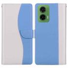 For Motorola Moto G35 Embossed Two-Color Leather Phone Case(White Blue) - 1