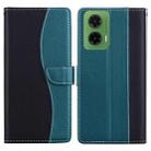 For Motorola Moto G35 Embossed Two-Color Leather Phone Case(Black Green) - 1