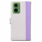 For Motorola Moto G35 Embossed Two-Color Leather Phone Case(Purple White) - 3