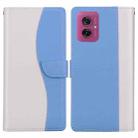 For Motorola Moto G55 Embossed Two-Color Leather Phone Case(White Blue) - 1
