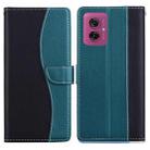 For Motorola Moto G55 Embossed Two-Color Leather Phone Case(Black Green) - 1