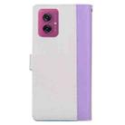 For Motorola Moto G55 Embossed Two-Color Leather Phone Case(Purple White) - 3