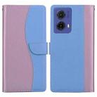 For Motorola Moto G85 5G Embossed Two-Color Leather Phone Case(Pink Blue) - 1