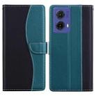 For Motorola Moto G85 5G Embossed Two-Color Leather Phone Case(Black Green) - 1