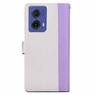 For Motorola Moto G85 5G Embossed Two-Color Leather Phone Case(Purple White) - 3