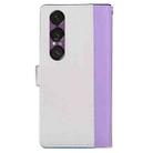 For Sony Xperia 1 VII Embossed Two-Color Leather Phone Case(Purple White) - 3
