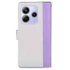 For Redmi Note 14 4G 164.84mm Embossed Two-Color Leather Phone Case(Purple White) - 3