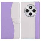 For Redmi 14C 5G Embossed Two-Color Leather Phone Case(Purple White) - 1