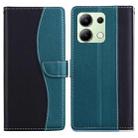 For Redmi Note 13 4G Embossed Two-Color Leather Phone Case(Black Green) - 1