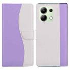 For Redmi Note 13 4G Embossed Two-Color Leather Phone Case(Purple White) - 1