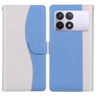 For Redmi K70E / Poco X6 Pro Embossed Two-Color Leather Phone Case(White Blue) - 1