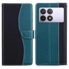 For Redmi K70E / Poco X6 Pro Embossed Two-Color Leather Phone Case(Black Green) - 1