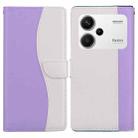 For Redmi Note 13 Pro+ Embossed Two-Color Leather Phone Case(Purple White) - 1