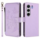 For Tecno Camon 40 Pro 5G Butterfly Love Flower Multi-card Zipper Wallet Leather Phone Case(Light Purple) - 2