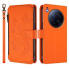 For Tecno Camon 40 Premier Butterfly Love Flower Multi-card Zipper Wallet Leather Phone Case(Orange) - 2