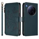 For Tecno Camon 40 Premier Butterfly Love Flower Multi-card Zipper Wallet Leather Phone Case(Dark Green) - 2