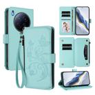 For Tecno Camon 40 Premier Butterfly Love Flower Multi-card Zipper Wallet Leather Phone Case(Mint Green) - 1