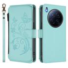 For Tecno Camon 40 Premier Butterfly Love Flower Multi-card Zipper Wallet Leather Phone Case(Mint Green) - 2