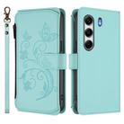 For Tecno Camon 40 4G Butterfly Love Flower Multi-card Zipper Wallet Leather Phone Case(Mint Green) - 2