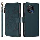 For Tecno Camon 30S / 30S Pro Butterfly Love Flower Multi-card Zipper Wallet Leather Phone Case(Dark Green) - 2