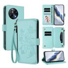 For Tecno Camon 30S / 30S Pro Butterfly Love Flower Multi-card Zipper Wallet Leather Phone Case(Mint Green) - 1