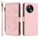 For Tecno Camon 30S / 30S Pro Butterfly Love Flower Multi-card Zipper Wallet Leather Phone Case(Pink) - 2
