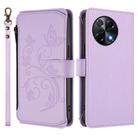 For Tecno Camon 30S / 30S Pro Butterfly Love Flower Multi-card Zipper Wallet Leather Phone Case(Light Purple) - 2