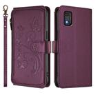 For Tecno Pop 6C Butterfly Love Flower Multi-card Zipper Wallet Leather Phone Case(Dark Purple) - 2