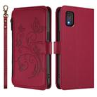 For Tecno Pop 6C Butterfly Love Flower Multi-card Zipper Wallet Leather Phone Case(Wine Red) - 2