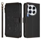 For Tecno Camon 30 Premier Butterfly Love Flower Multi-card Zipper Wallet Leather Phone Case(Black) - 2