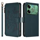 For Tecno Pova 6 4G Butterfly Love Flower Multi-card Zipper Wallet Leather Phone Case(Dark Green) - 2
