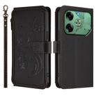 For Tecno Pova 6 4G Butterfly Love Flower Multi-card Zipper Wallet Leather Phone Case(Black) - 2